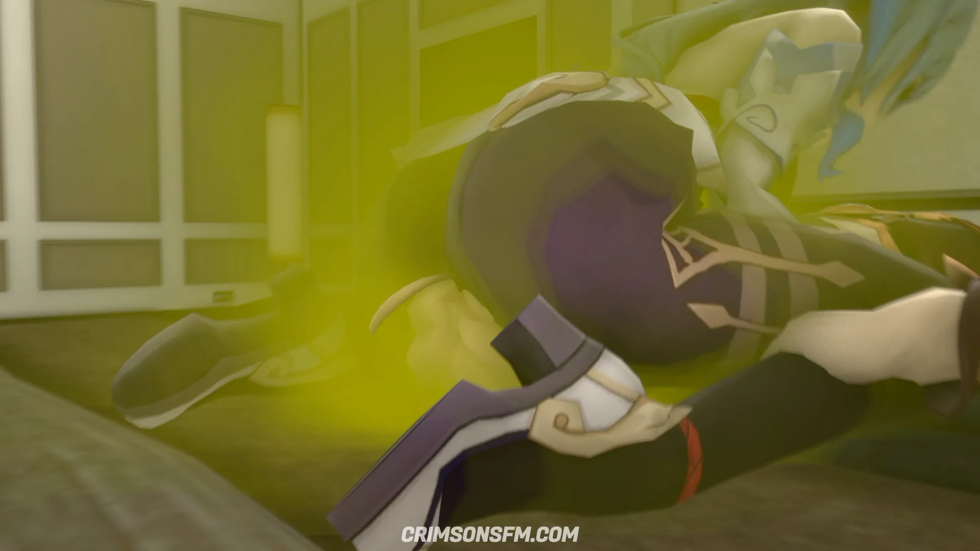 Ganyu farts on Aether with gas cloud — Gas fetish SFM preview 1