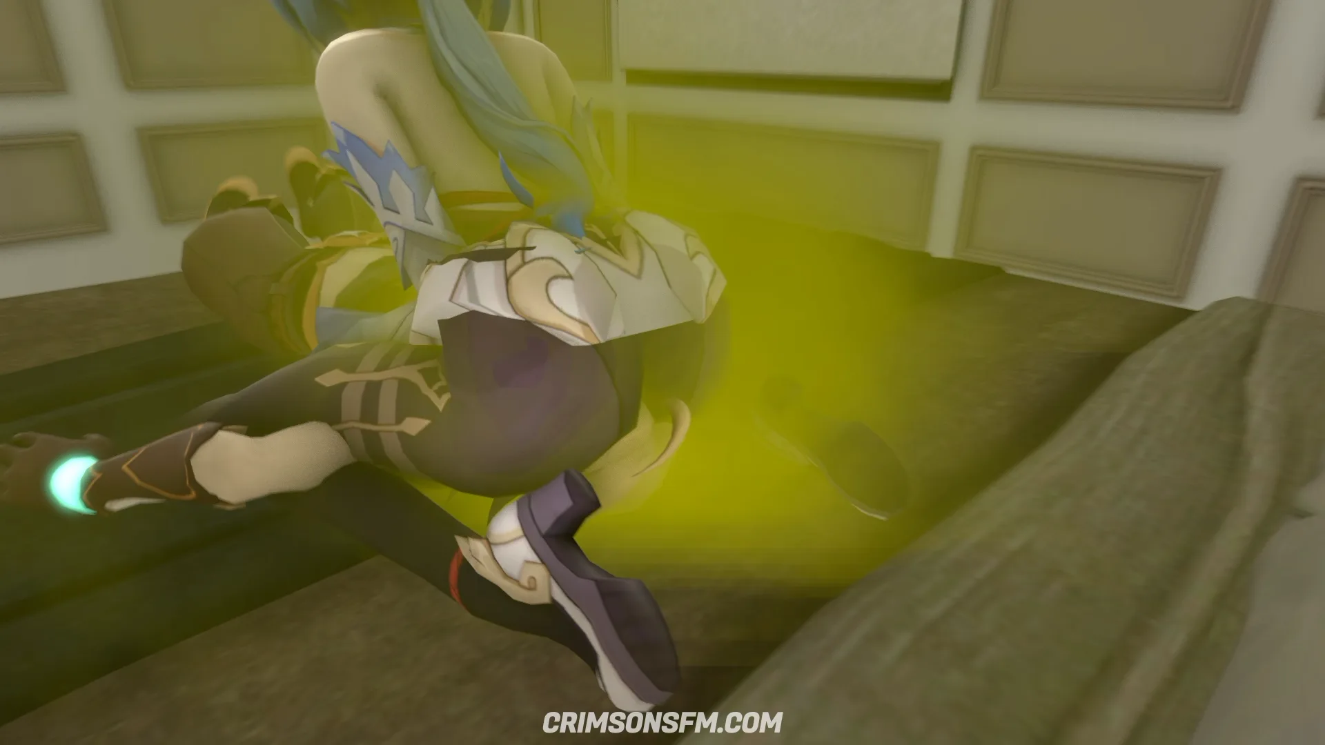 Ganyu farts on Aether with gas cloud — Gas fetish SFM preview 2