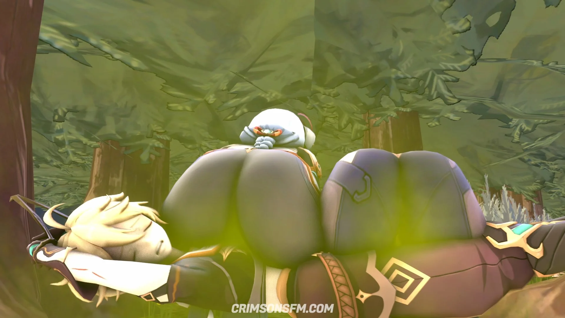 Shenhe and Yelan fart on Aether with gas cloud — Gas fetish SFM preview 3