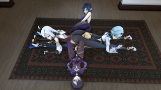Shenhe, Eula, Yelan and Mona farts on Aether