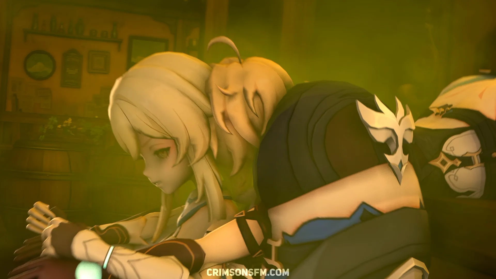 Eula farts on Lumine and Aether with gas cloud — Gas fetish SFM preview 1