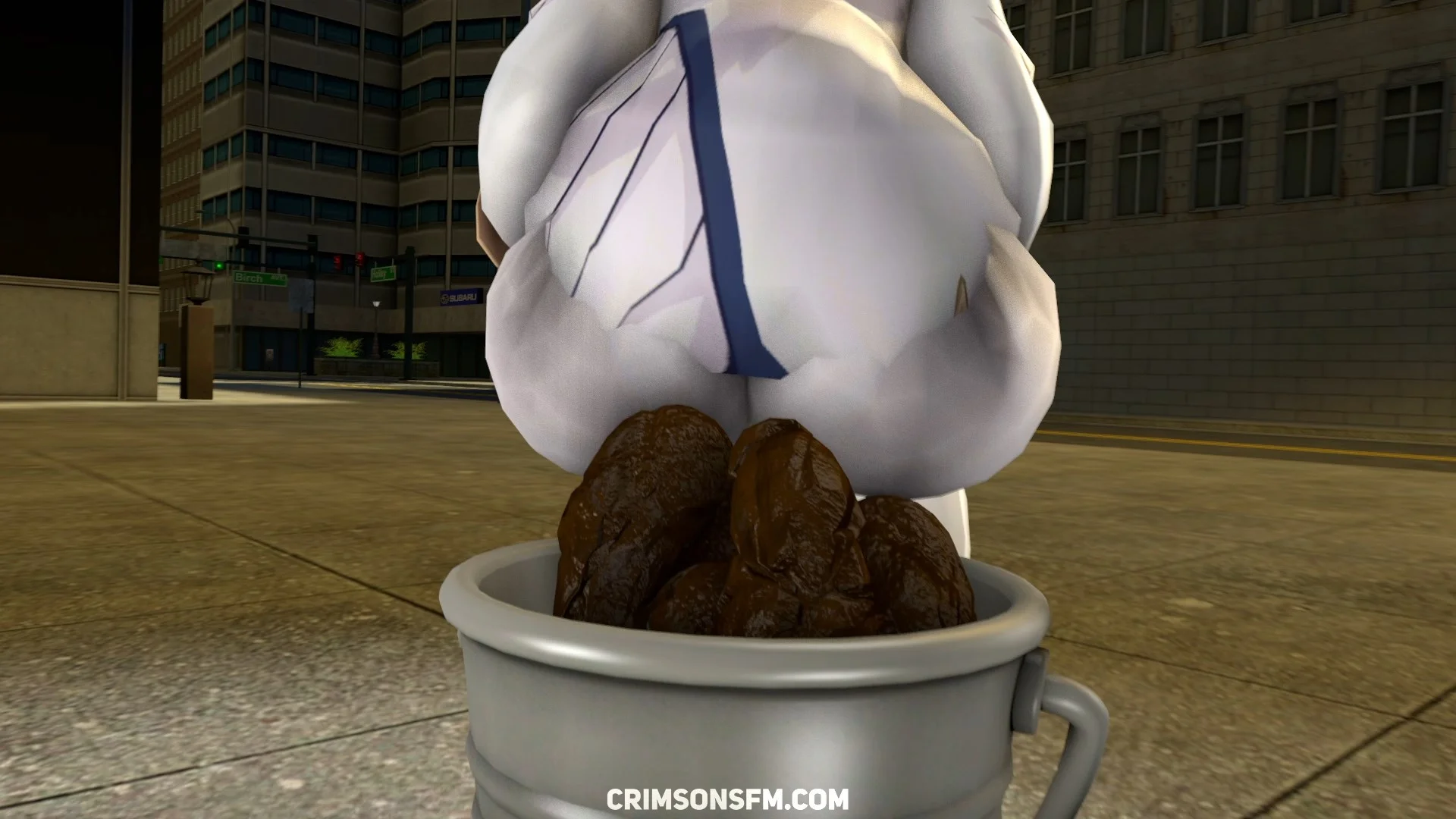 Barbara farts on a bucket — pooping scene with scat alternative — fetish SFM preview 3