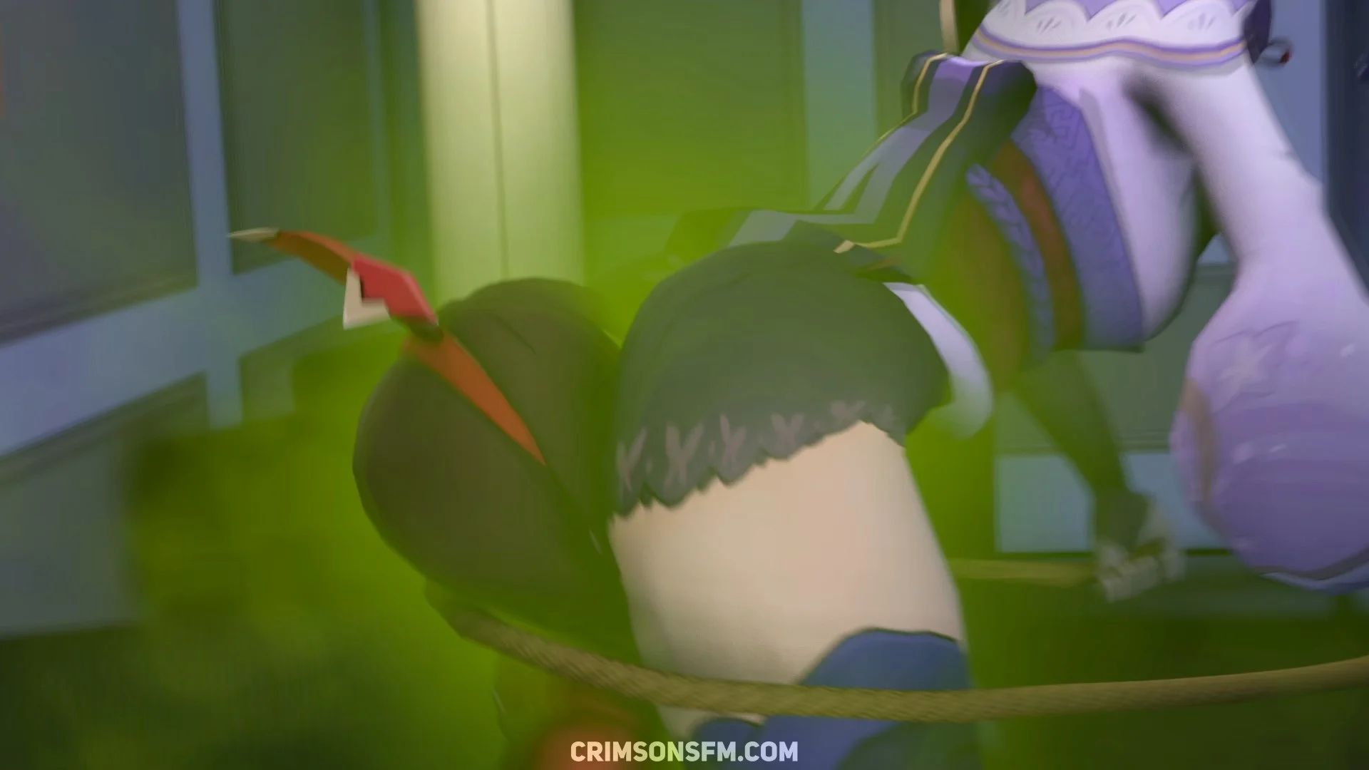 Raiden Shogun farts on Amber with gas cloud — Gas fetish SFM preview 3