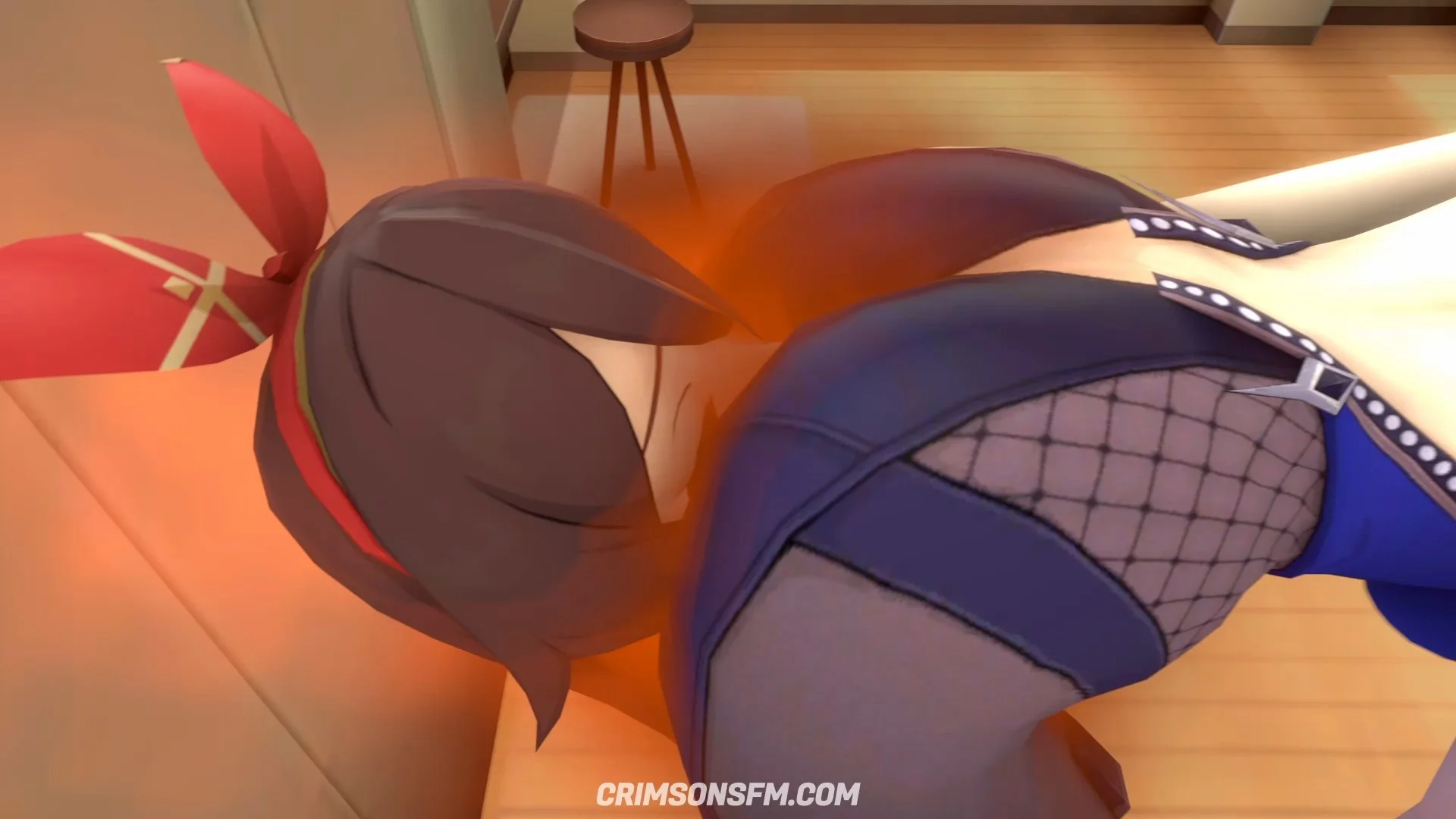 Yelan farts on Amber with gas cloud — Gas fetish SFM preview 2