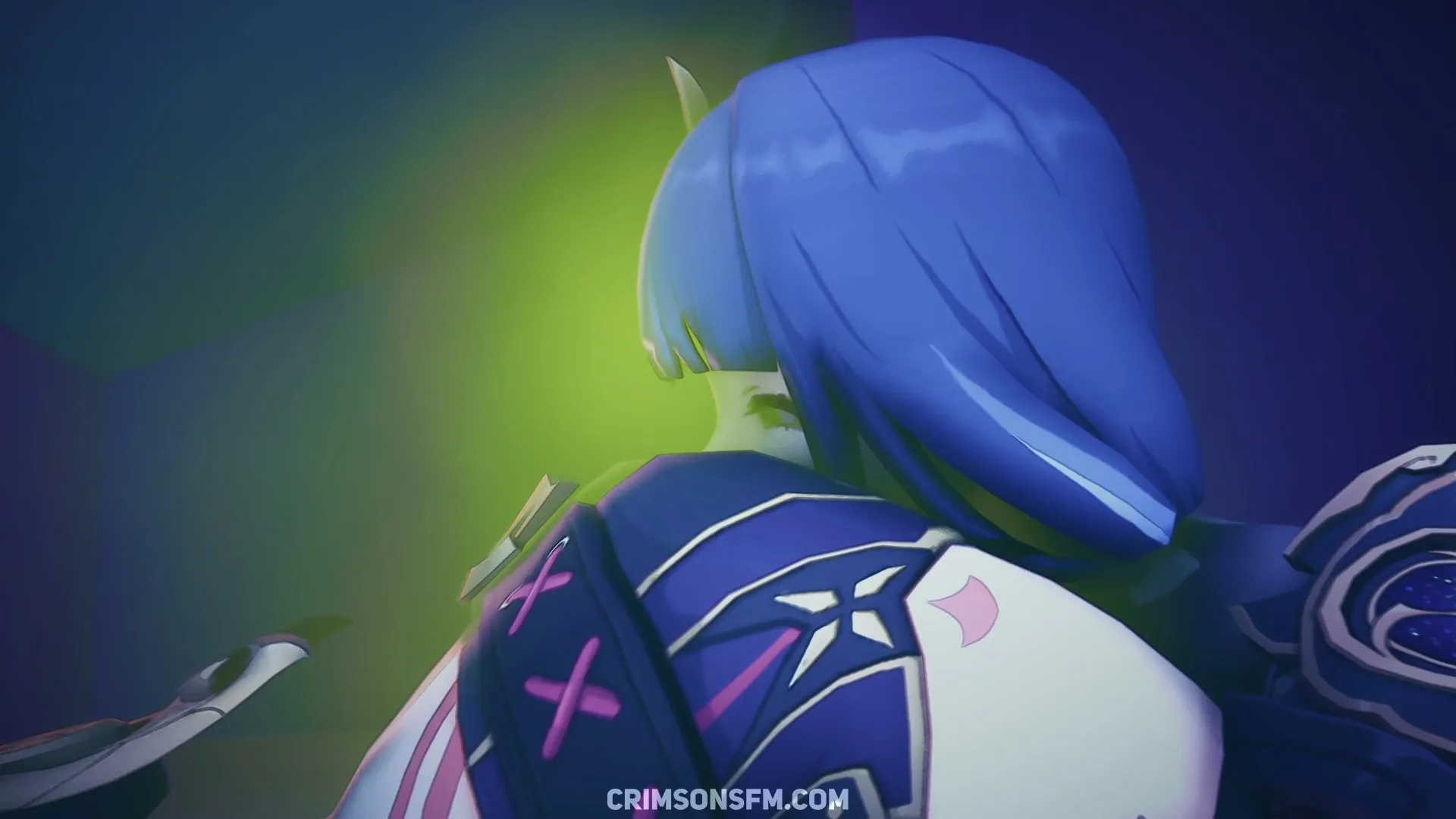  Kuki Shinobu farts on Raiden Shogun with gas cloud — Gas fetish SFM preview 2