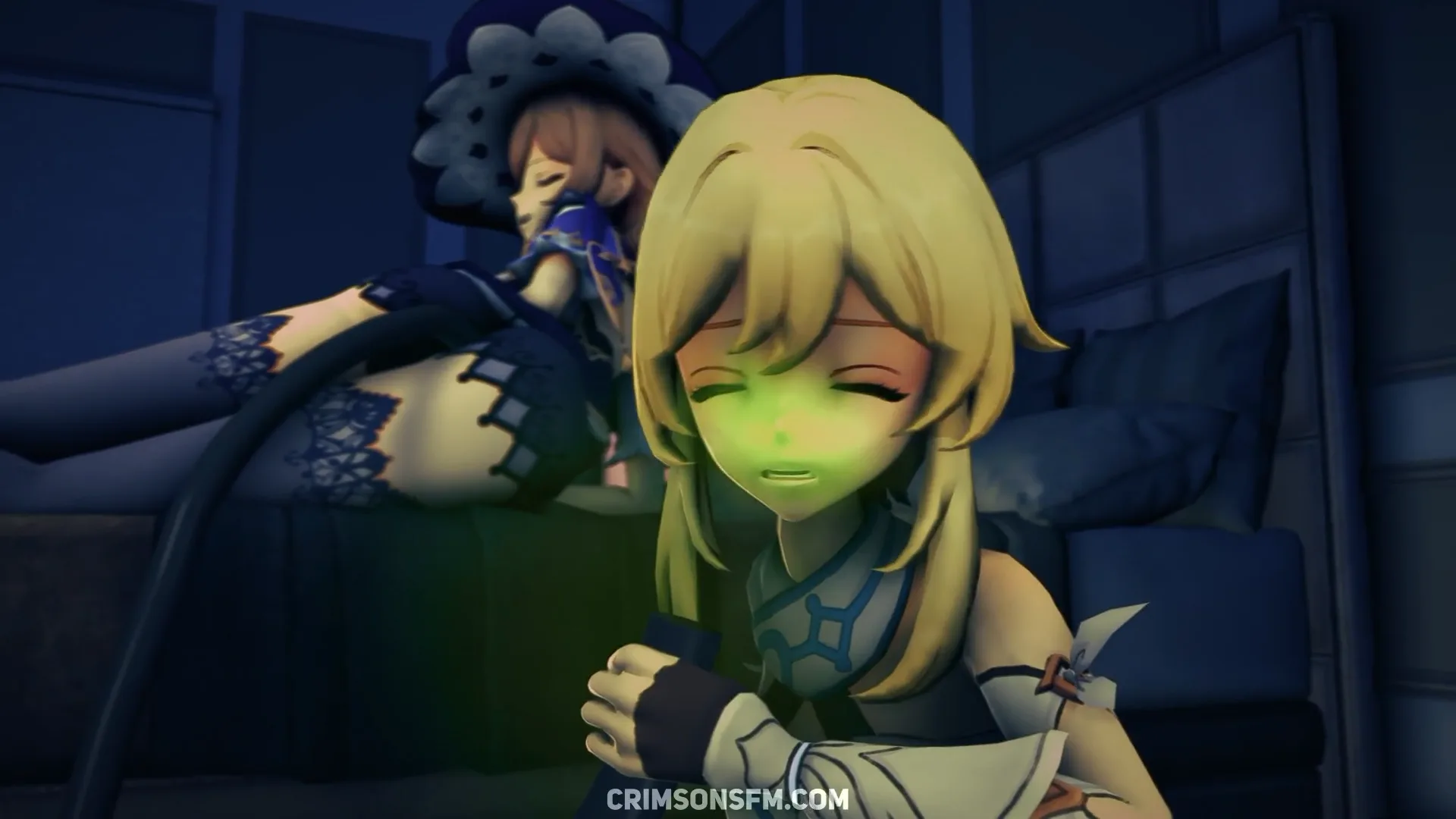 Lisa farts on Lumine with gas cloud — Gas fetish SFM preview 1