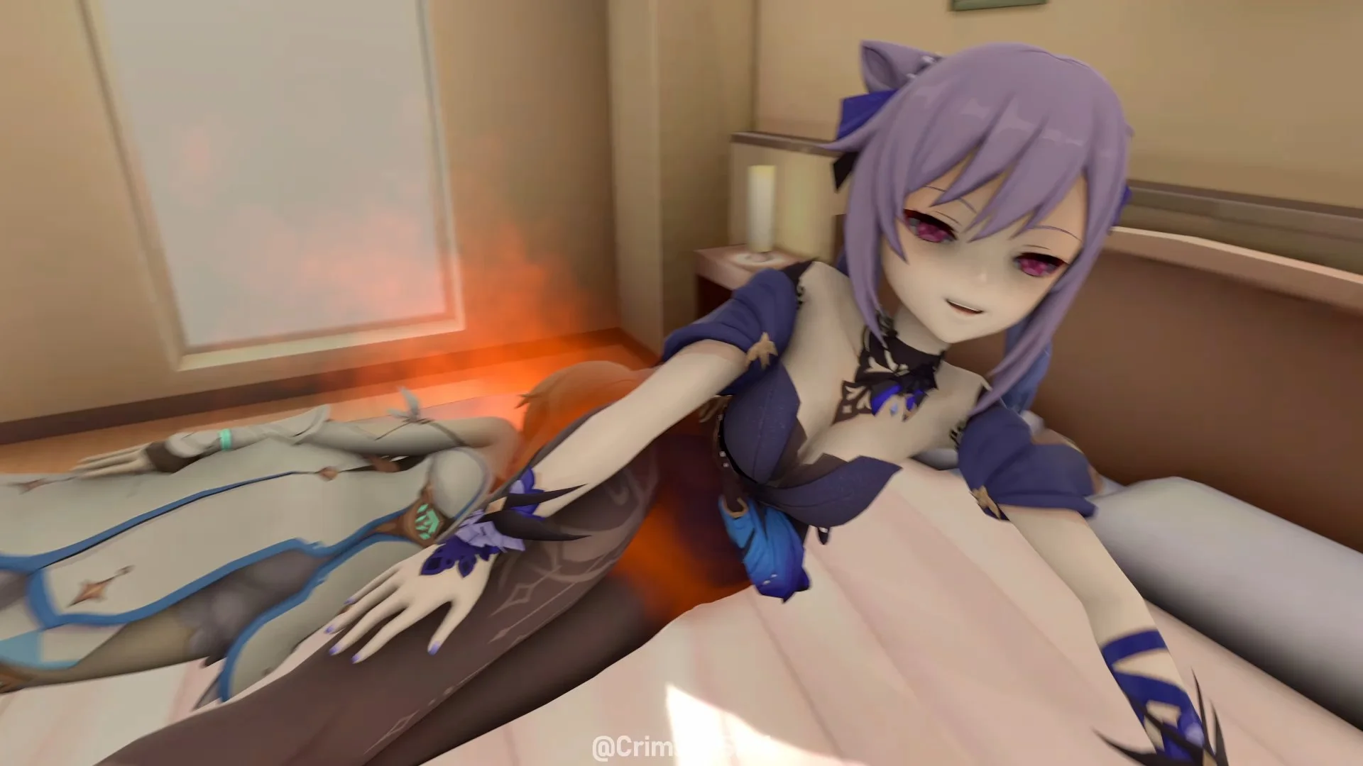Keqing farts on Lumine with gas cloud — Gas fetish SFM preview 2