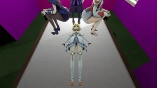 Keqing, Yae miko and Raiden Shogun farts on Lumine.