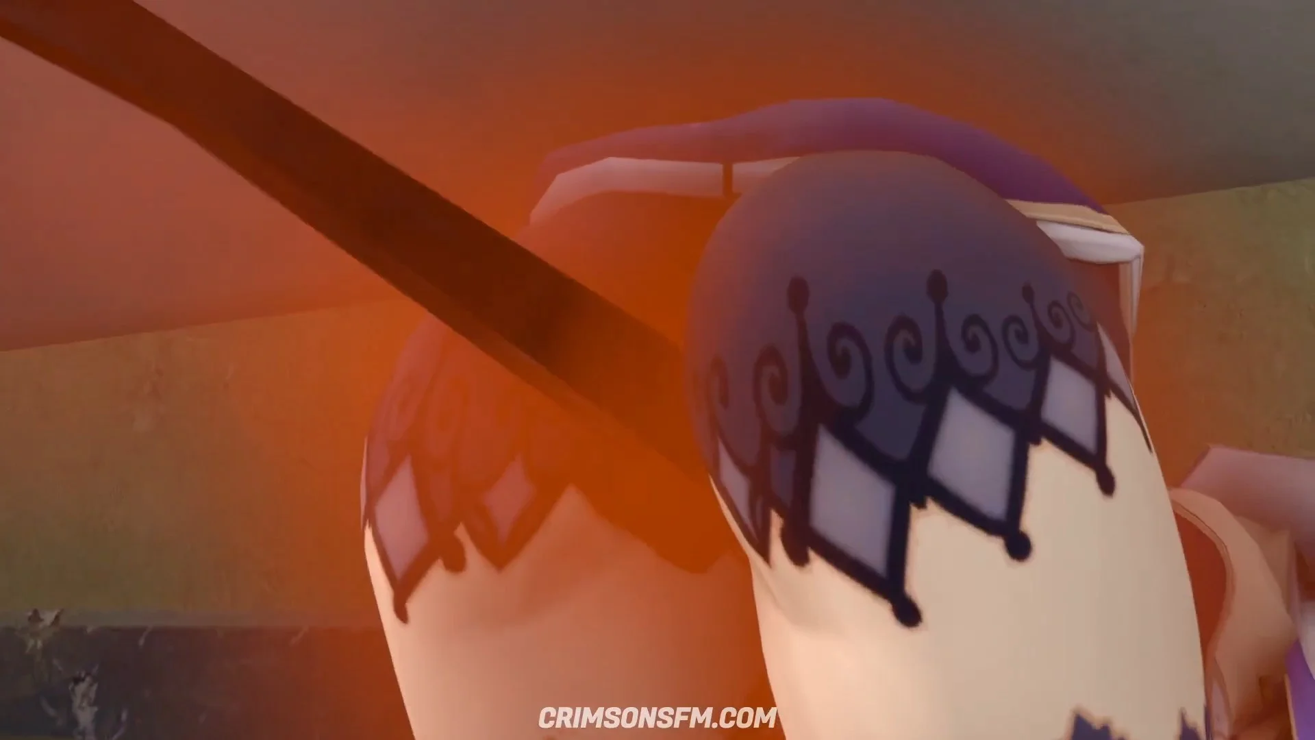 Lisa farts on Raiden Shogun with gas cloud — Gas fetish SFM preview 2