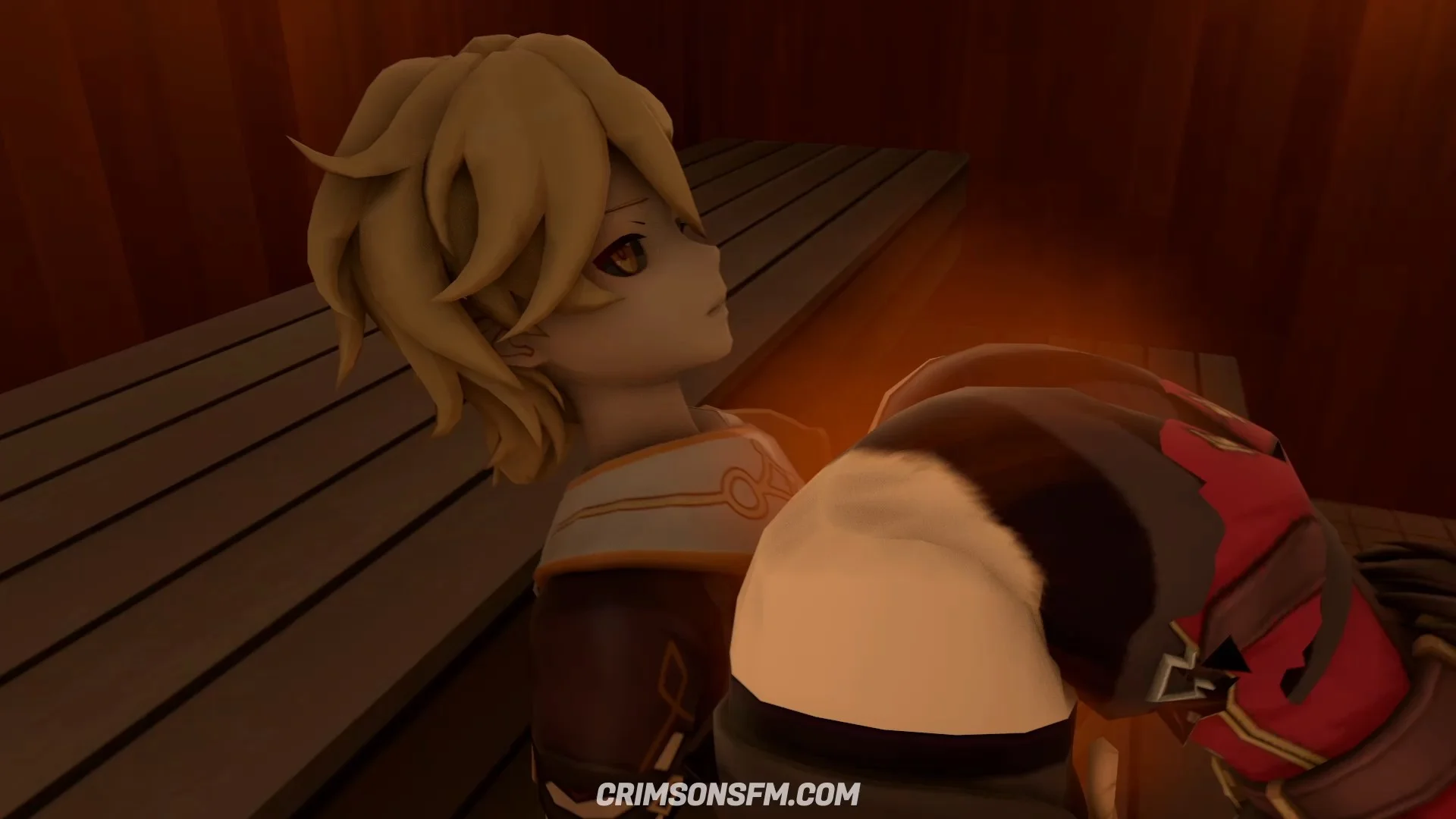 Beidou farts on Aether with gas cloud – Gas fetish SFM preview 1