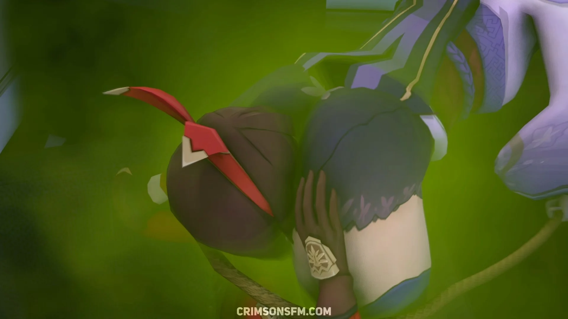 Raiden Shogun farts on Amber with gas cloud – Gas fetish SFM preview 1