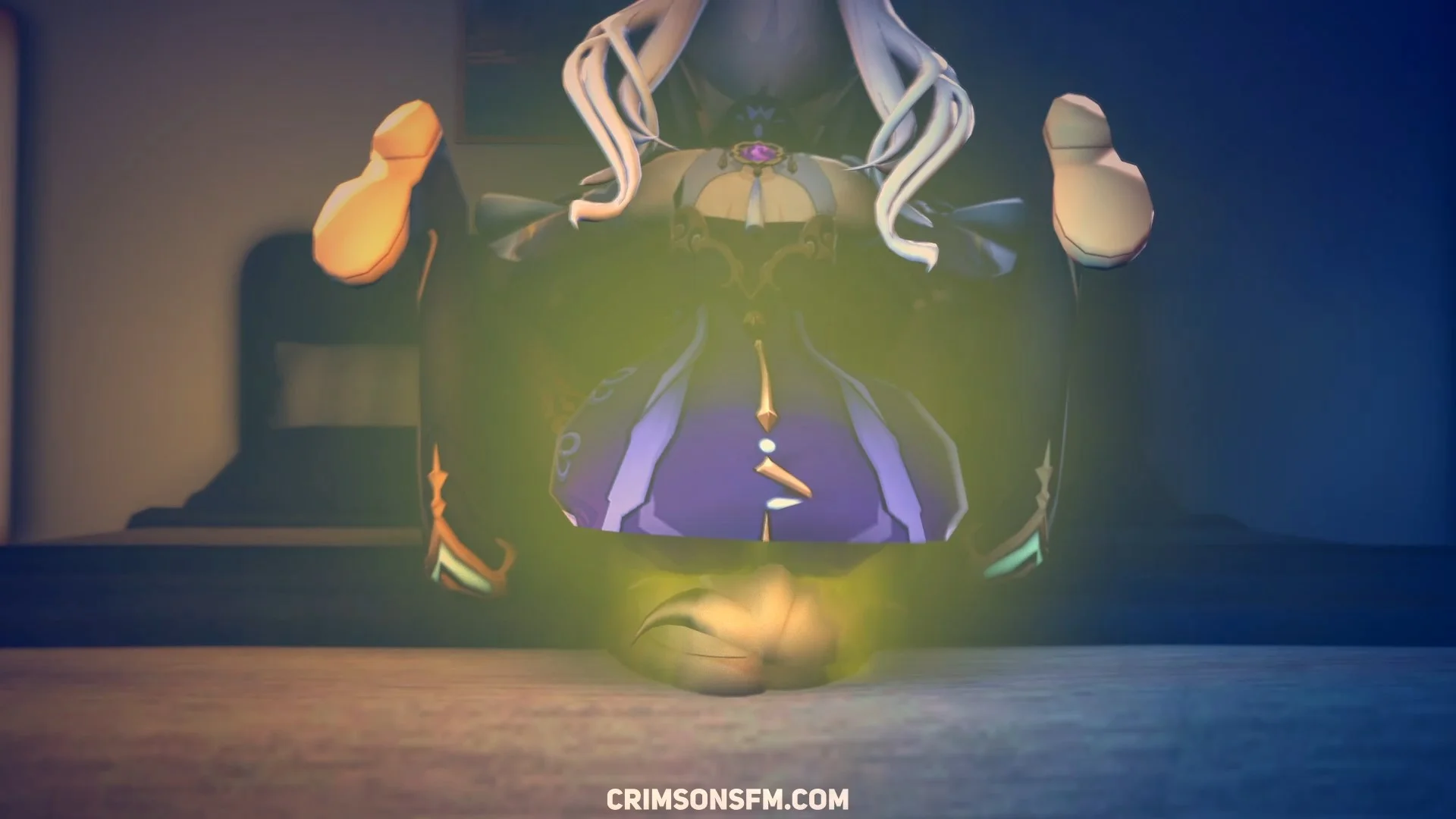 Keqing farts on Aether with gas cloud – Gas fetish SFM preview 1