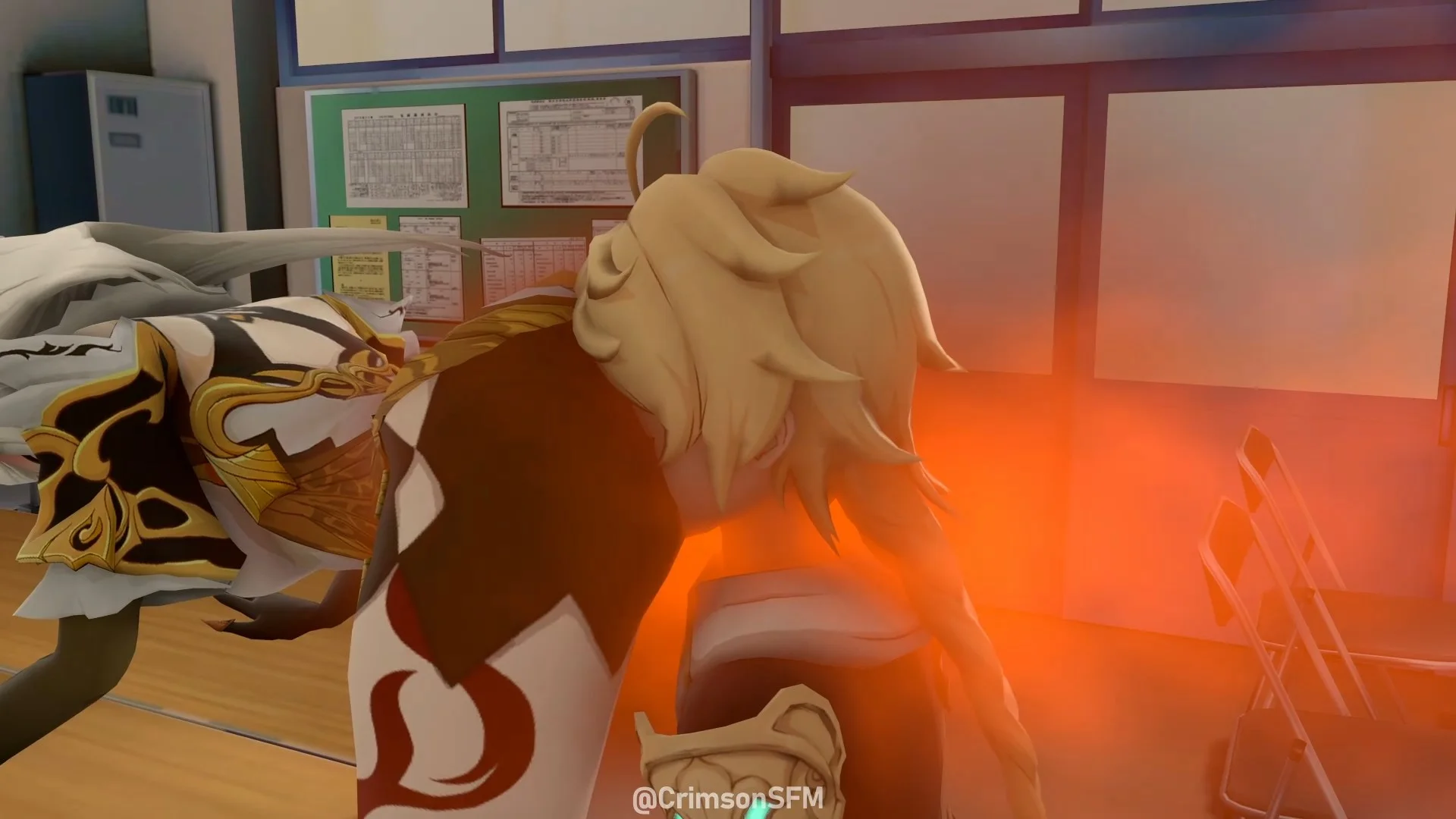 Ningguang farts on Aether with gas cloud — Gas fetish SFM preview 1