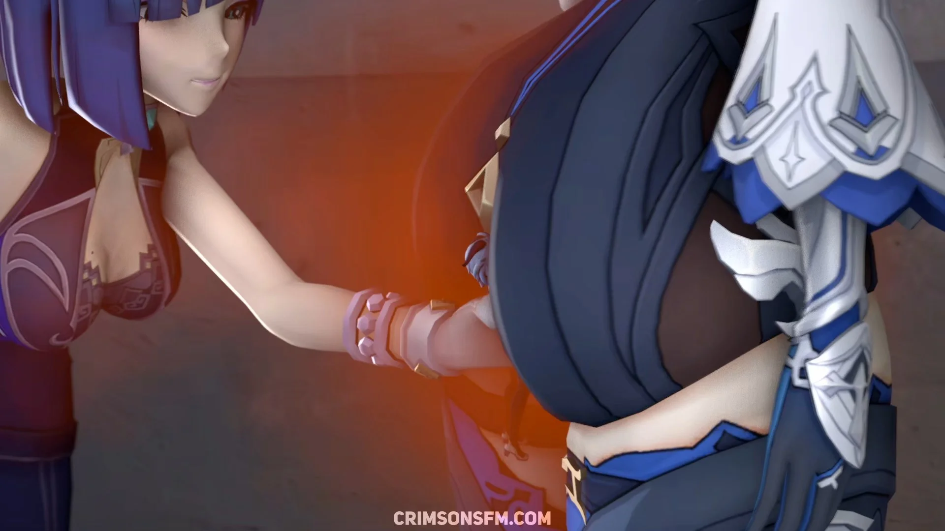 Eula farts on Ganyu with gas cloud – Gas fetish SFM preview 2
