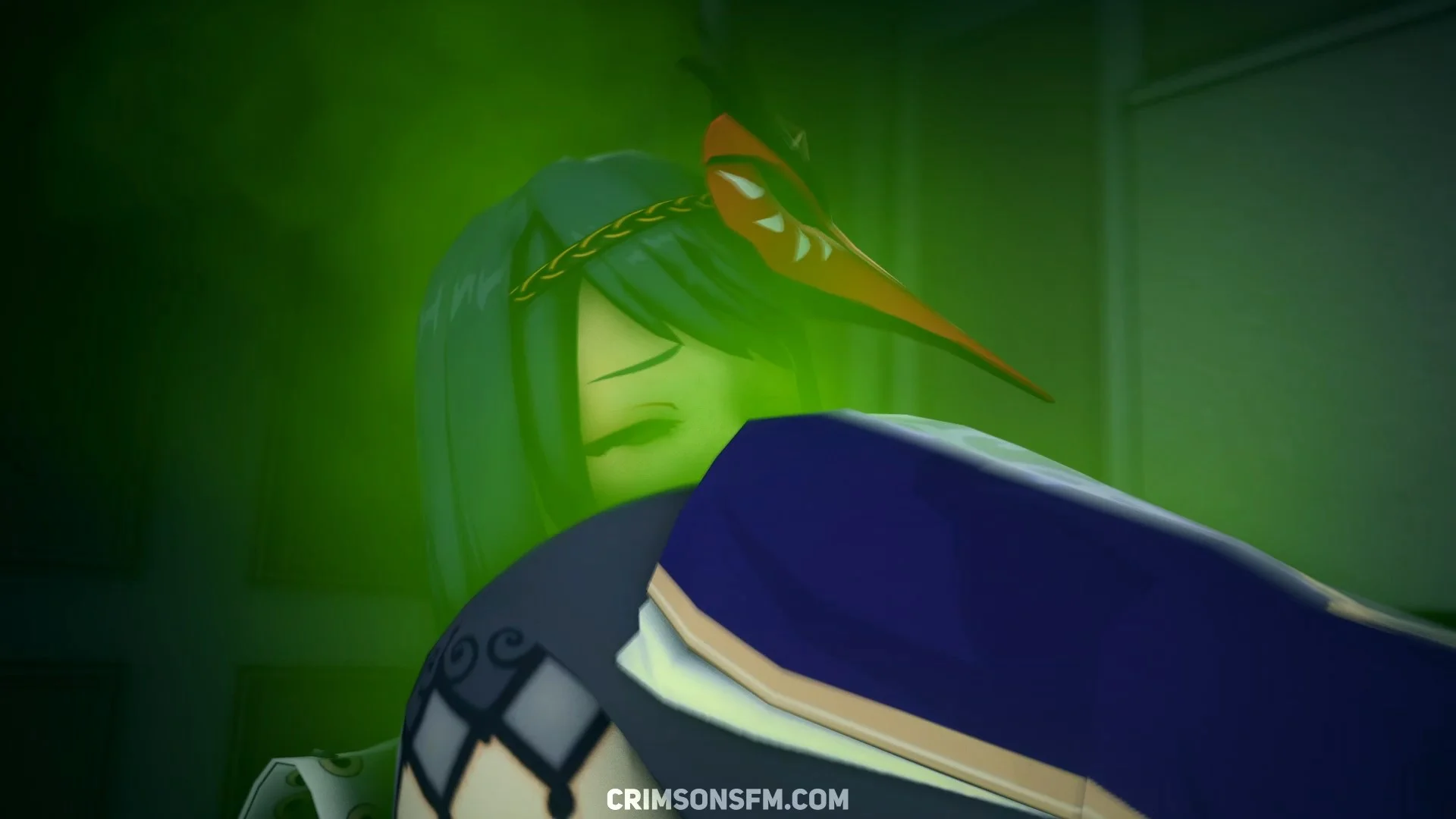 Lisa farts on Kujou Sara with gas cloud – Gas fetish SFM preview 2