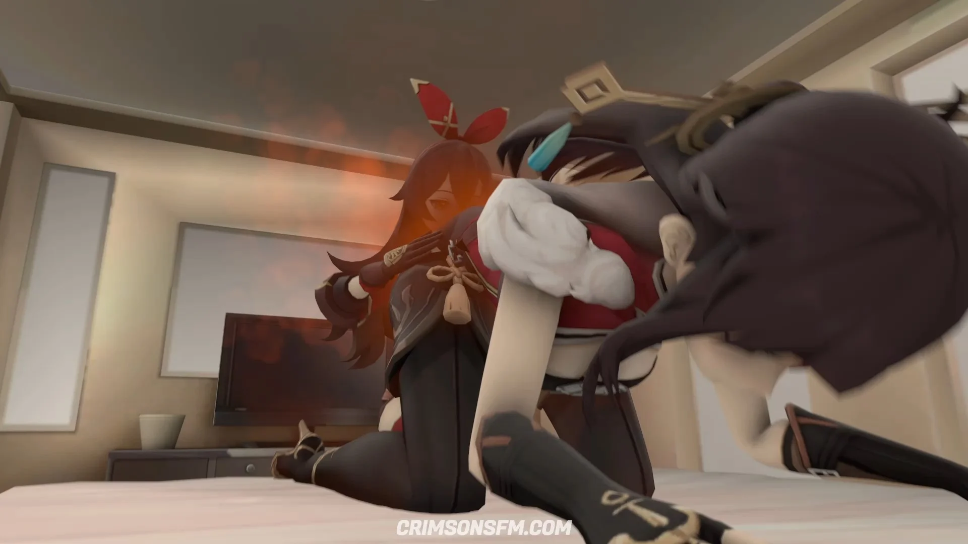 Beidou farts on Amber with gas cloud — Gas fetish SFM preview 2