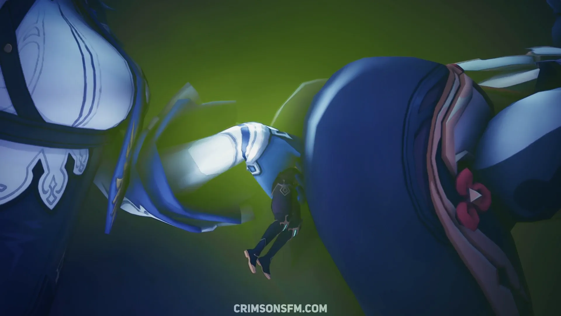 Shenhe farts on Aether (with Eula) with gas cloud — Gas fetish SFM preview 2