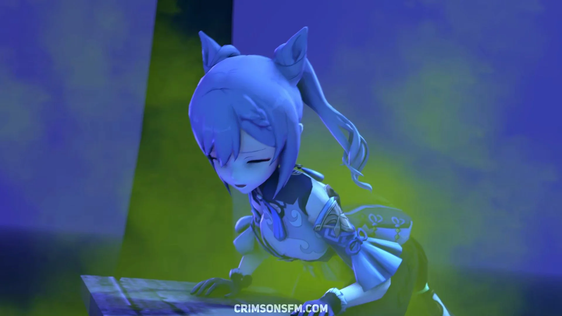 Keqing farts on Aether with gas cloud – Gas fetish SFM preview 3