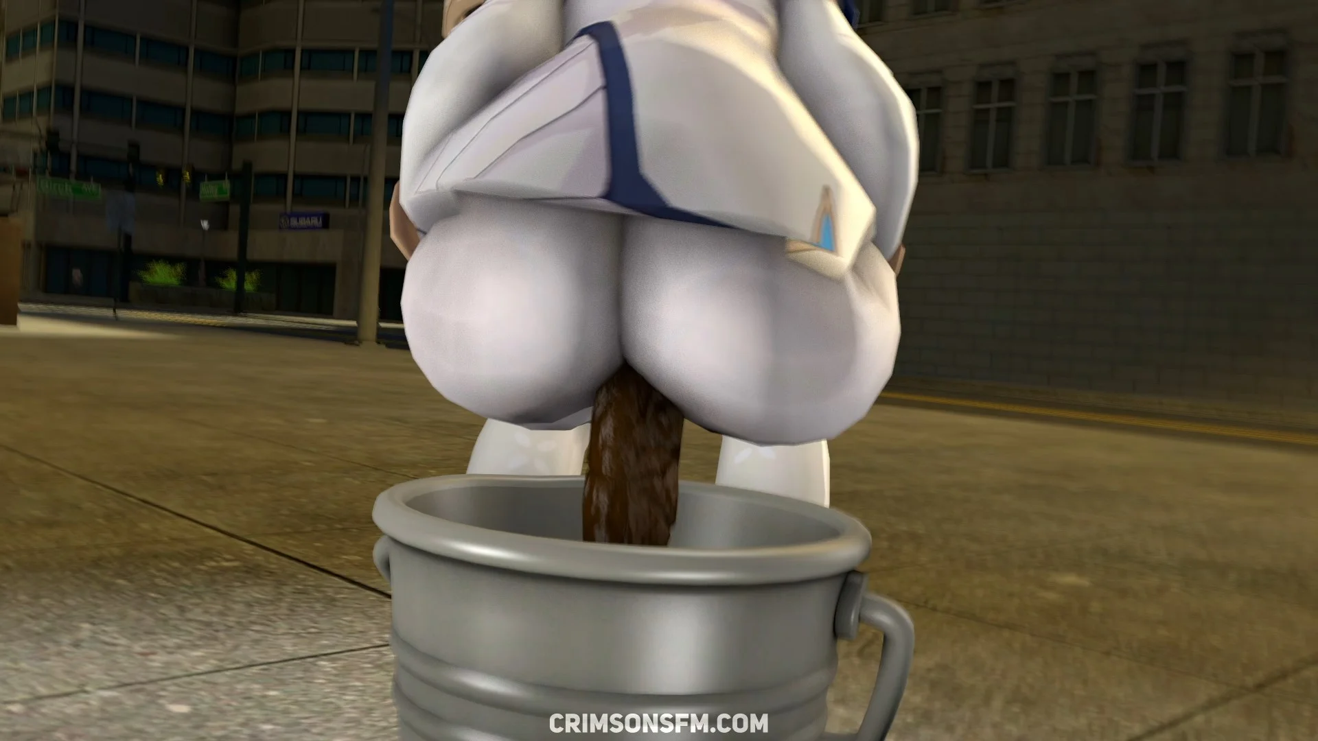 Barbara farts on a bucket – pooping scene with scat alternative – fetish SFM preview 1