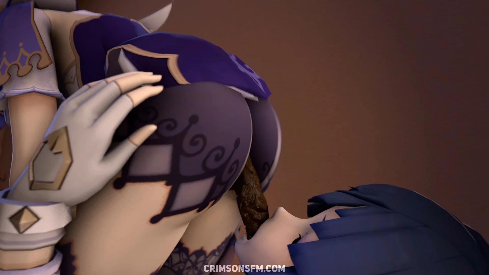 Lisa farts on Yelan – pooping scene with scat alternative – fetish SFM preview 1