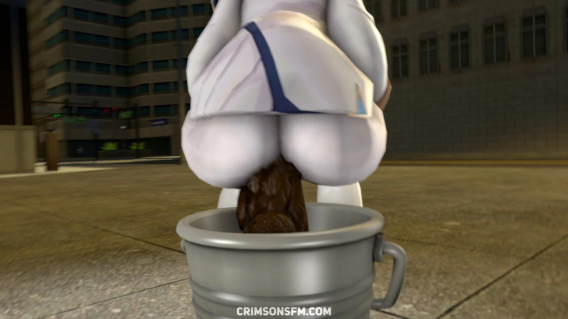 Barbara farts on a bucket – pooping scene with scat alternative – fetish SFM preview 2