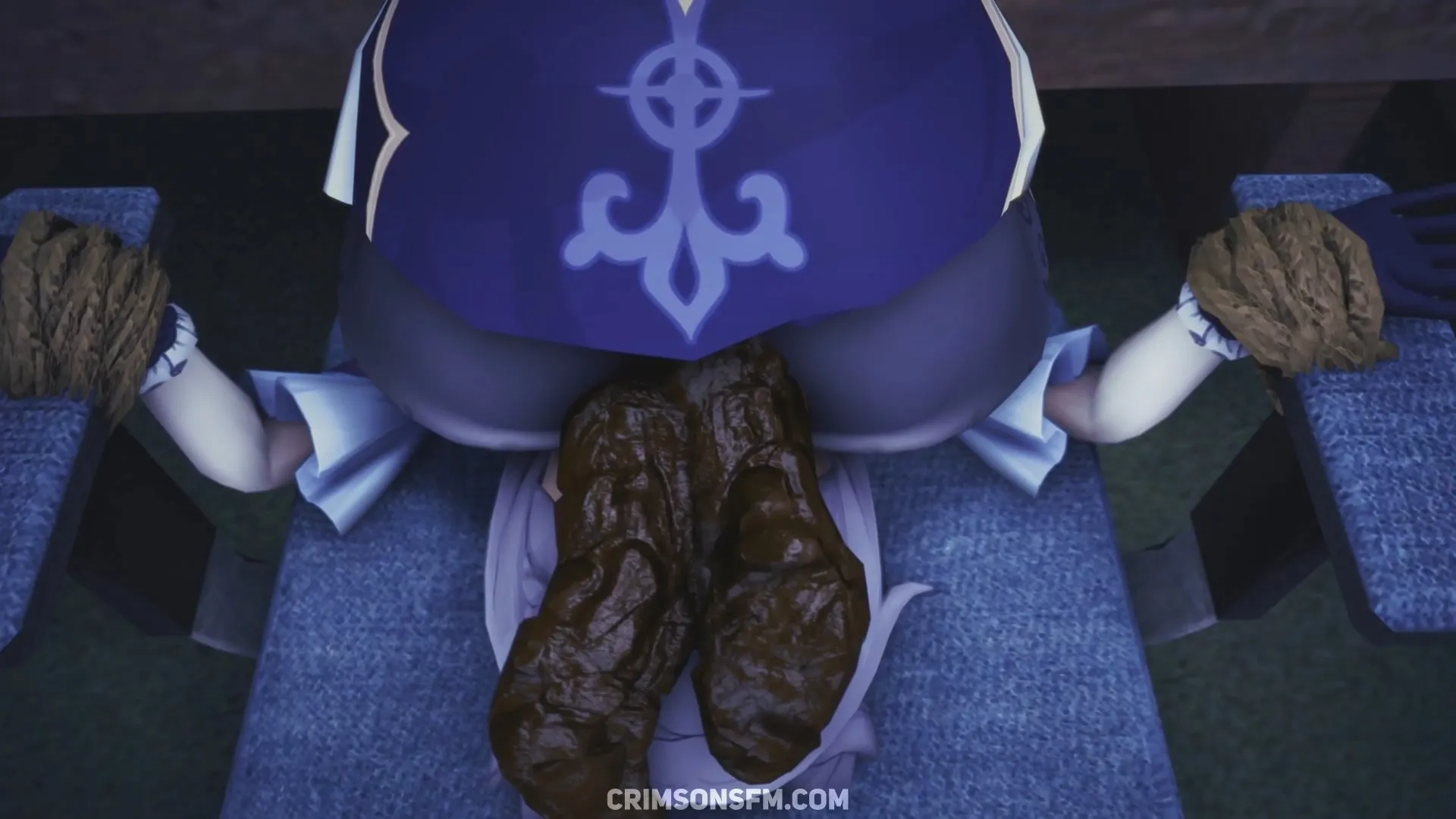 Lisa farts on Keqing – pooping scene with scat alternative – fetish SFM preview 2